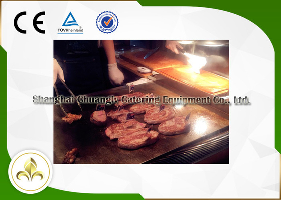 kopen Douane 1.1M de Mobiele Teppanyaki Grill van S/S voor de Vissenschaaldieren van de Schaapkip online manufacture