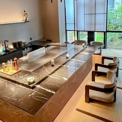 kopen Lichte Kleur Rechthoek Halfronde Ovale Teppanyaki Grill Tafel 6-12 Seat Hibachi Tafel online vervaardiging