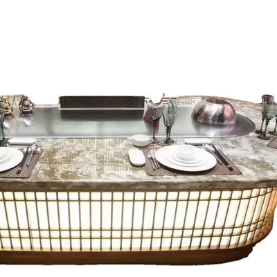 kopen Commercial Teppanyaki Grill with German 304 Stainless Steel and 20 mm Heating Plate in 2200*850*800 mm Size online vervaardiging