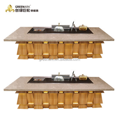 kopen Fan Shape Commercial Electric Hibachi Cooktop Teppanyaki Grill Table with 450*400mm Cook Area and ISO 9001-2008 Certification online vervaardiging