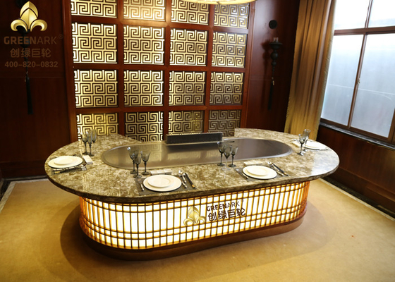 Het Japanse Materiaal van de de Grillcatering van Stell Teppanyaki van de Stijl Ovale Vorm Roestvrije