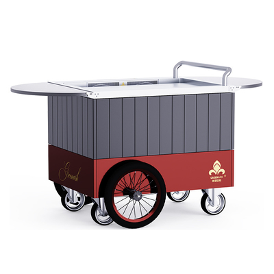 Red Mobile Teppanyaki Grill 16 inch op maat gemaakte wielen Vrij verkeer Voedselmiddel Hibachi Grill Table