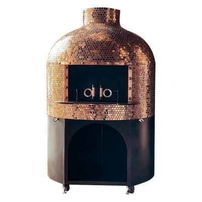 Ronde pizzaoven met vulkanische lava