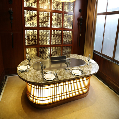 Commerciële Teppanyaki Grill Tafel 2200x860x800mm met 8000W Vermogen