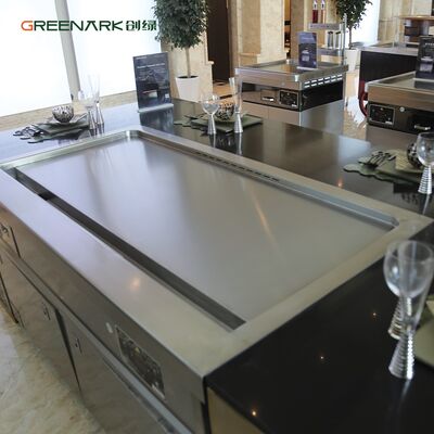 20 mm dik voedsel-grade legering staal teppanyaki grill tafel CE ISO gecertificeerd met aangepaste grootte opties