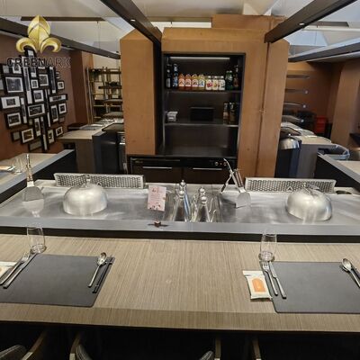 Restaurant Zware Duty 8KW Vermogen 11 Zitplaatsen Food Grade Speciale Legering Stalen Teppanyaki Grill Tafel