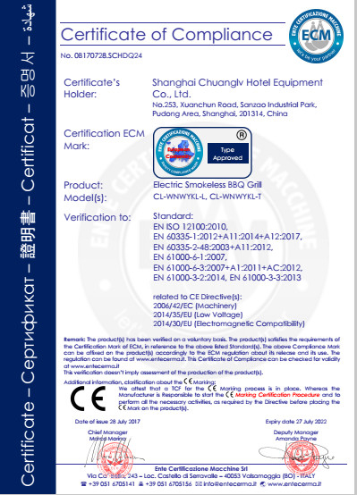 China Shanghai Chuanglv Catering Equipment Co., Ltd certificaten